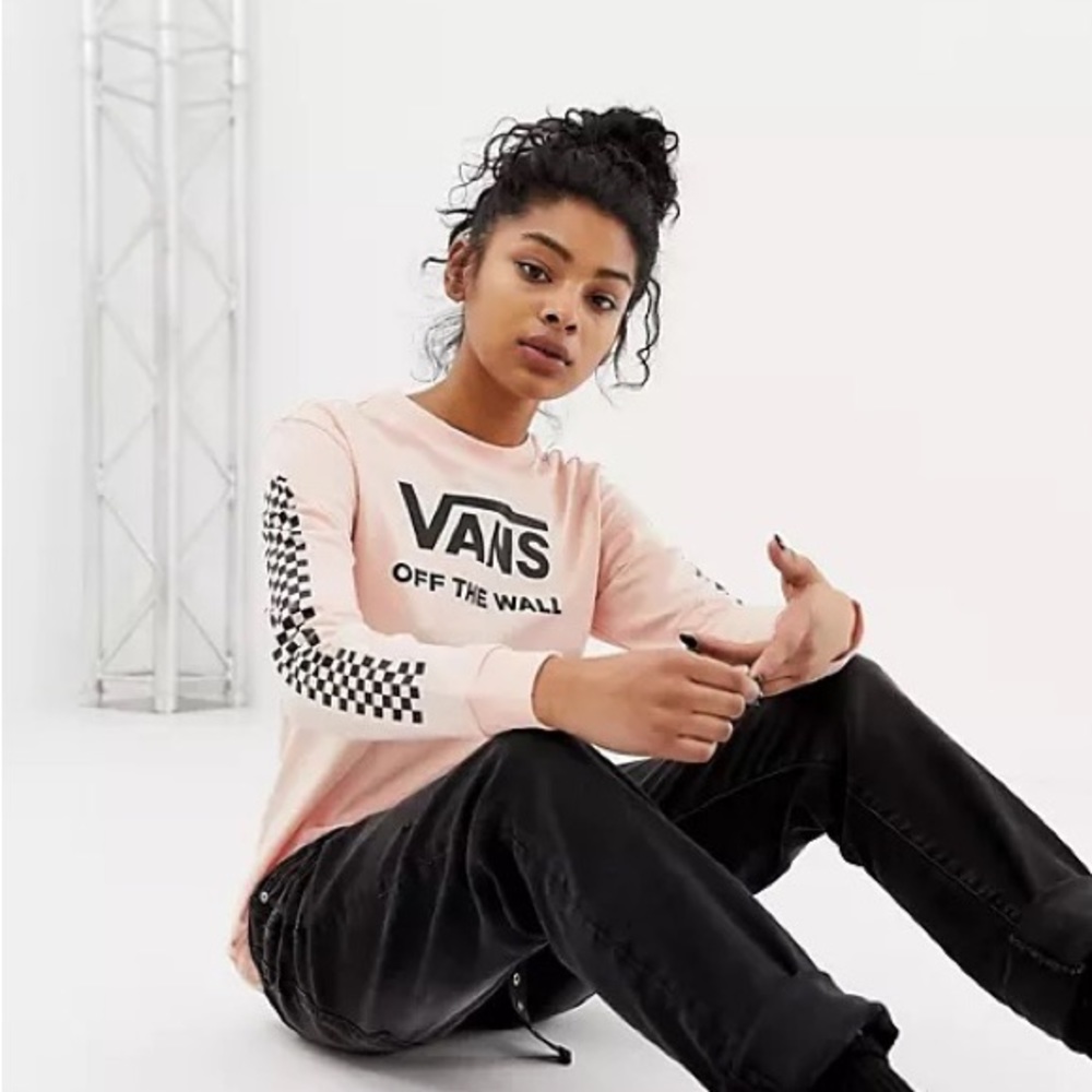 Vans Pink Off the wall long sleeve boyfriend tee-shirt